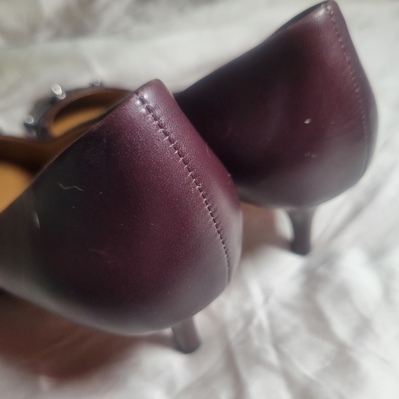 Coach Dark Brown & Silver Buckle Heels - Picture 3 of 6